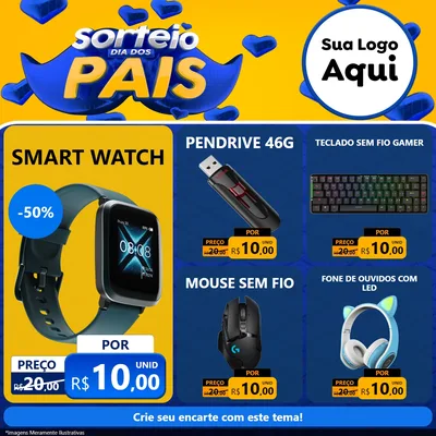 Modelo de Rede Social para Feed Facebook com o tema Sorteio Dia dos Pais para Informática