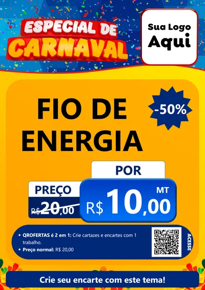 Modelo de Cartaz para Cartaz A4 Vertical com o tema Especial de Carnaval para Materiais Elétricos