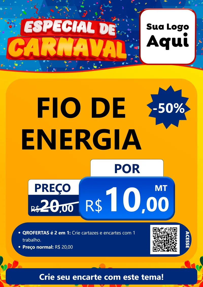 Modelo de Cartaz para Cartaz A4 Vertical com o tema Especial de Carnaval para Materiais Elétricos