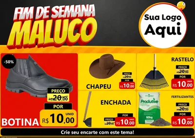 Modelo de Encarte para Encarte A4 Horizontal com o tema Final de Semana Maluco para Agropecuária
