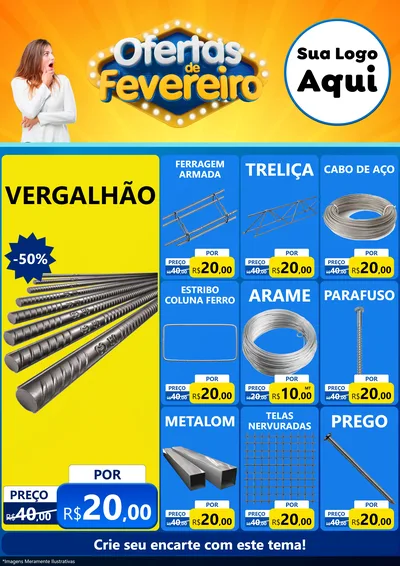 Modelo de Encarte para Encarte A4 Vertical com o tema Ofertas de Fevereiro para Ferragens