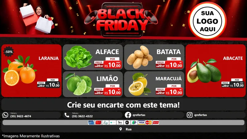 Modelo de TV para TV Horizontal com o tema Black Friday para Hortifrúti