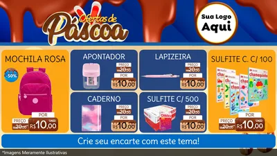 Modelo de TV para TV Horizontal com o tema Ofertas de Páscoa para Papelaria