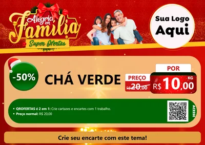 Modelo de Cartaz para Cartaz A4 Horizontal com o tema Alegria em Família Super Ofertas - Natal para Produtos Naturais