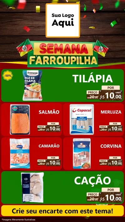 Modelo de TV para TV Vertical com o tema Semana Farroupilha para Peixaria