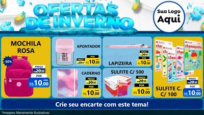 Modelo de TV para TV Horizontal com o tema Ofertas de Inverno para Papelaria