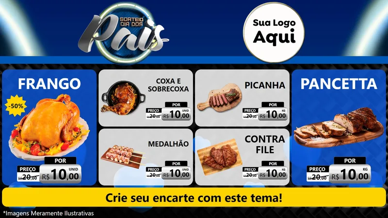 Modelo de TV para TV Horizontal com o tema Sorteio Dia Dos Pais para Assados