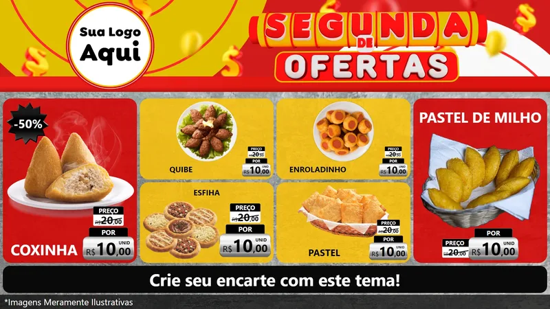 Modelo de TV para TV Horizontal com o tema Segunda de Ofertas para Salgadaria