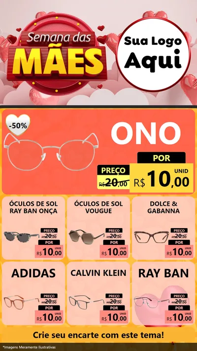 Modelo de Rede Social para Stories com o tema Semana das Mães para Óticas