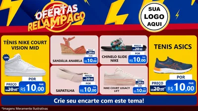 Modelo de TV para TV Horizontal com o tema Ofertas Relâmpago para Calçados