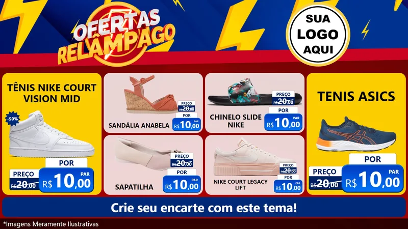 Modelo de TV para TV Horizontal com o tema Ofertas Relâmpago para Calçados