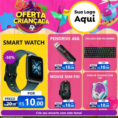 Modelo de Rede Social para Feed Facebook com o tema Oferta da Criançada para Informática