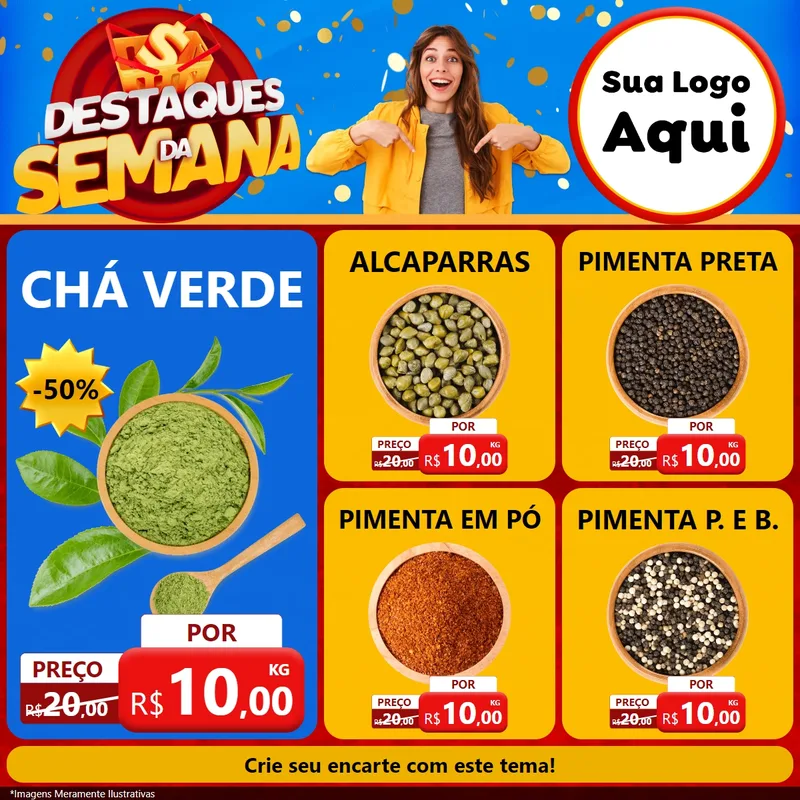 Modelo de Rede Social para Feed Facebook com o tema Destaques da Semana para Produtos Naturais