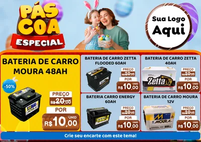 Modelo de Encarte para Encarte A4 Horizontal com o tema Páscoa Especial para Baterias Elétricas