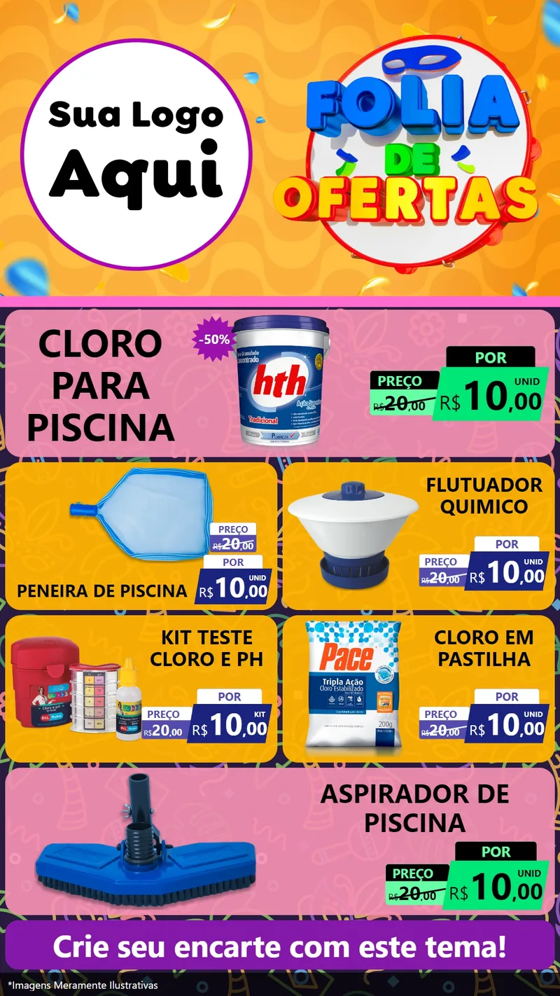 Modelo de TV para TV Vertical com o tema Folia de Ofertas para Produtos para Piscina