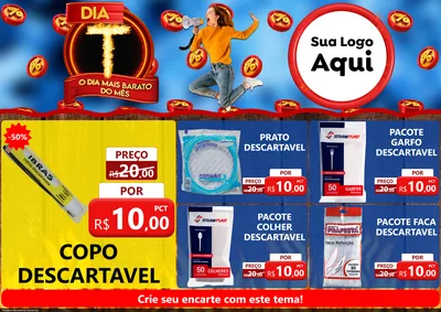 Modelo de Encarte para Encarte A4 Horizontal com o tema Dia T - O Dia Mais Barato Do Mês para Embalagens