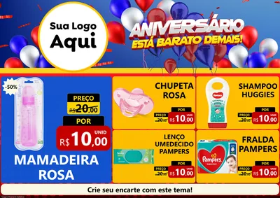 Modelo de Encarte para Encarte A4 Horizontal com o tema Aniversário para Bebês