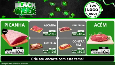 Modelo de TV para TV Horizontal com o tema Black Week para Açougue
