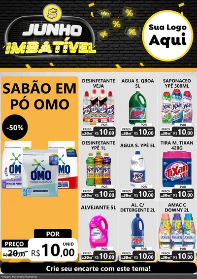 Modelo de Encarte para Encarte A4 Vertical com o tema Junho Imbatível para Produtos de Limpeza