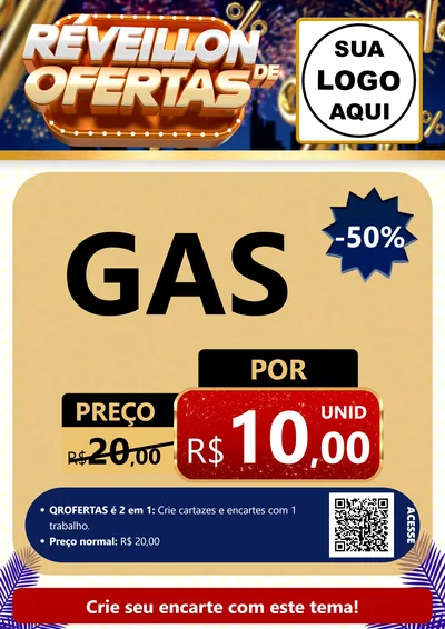 Modelo de Cartaz para Cartaz A4 Vertical com o tema Réveillon de Ofertas para Água e gás