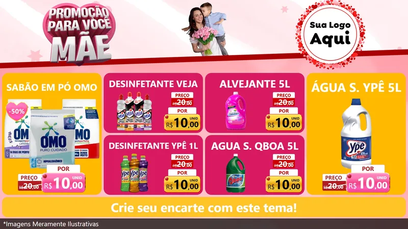 Modelo de TV para TV Horizontal com o tema Promoção Para Você Mãe para Produtos de Limpeza