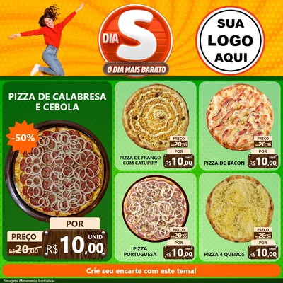 Modelo de Rede Social para Feed Facebook com o tema Dia S - O Dia Mais Barato para Pizzaria