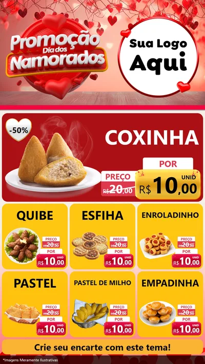 Modelo de Rede Social para Stories com o tema Promoção Dia dos Namorados para Salgadaria