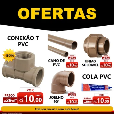 Modelo de Rede Social para Feed Facebook com o tema Ofertas Preto e Vermelho Cartaz para Tubos e conexões