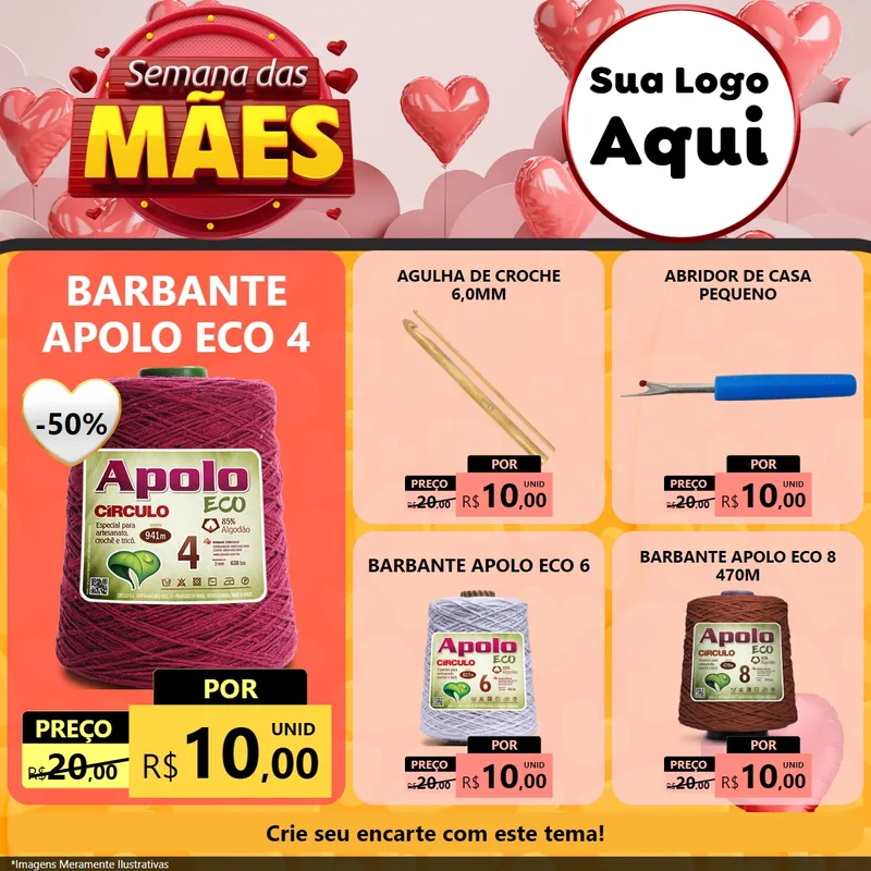 Modelo de Rede Social para Feed Facebook com o tema Semana das Mães para Armarinho e Aviamentos