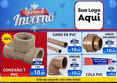 Modelo de Encarte para Encarte A4 Horizontal com o tema Ofertas de Inverno para Tubos e conexões