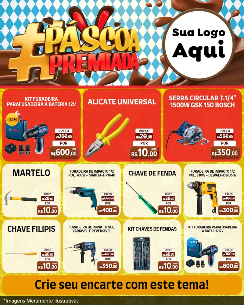 Modelo de Rede Social para Feed Instagram com o tema Páscoa Premiada para Maquinas e Ferramentas