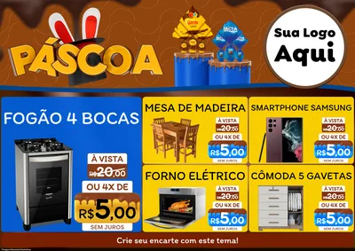 Modelo de Encarte para Encarte A4 Horizontal com o tema Páscoa para Móveis e Eletro