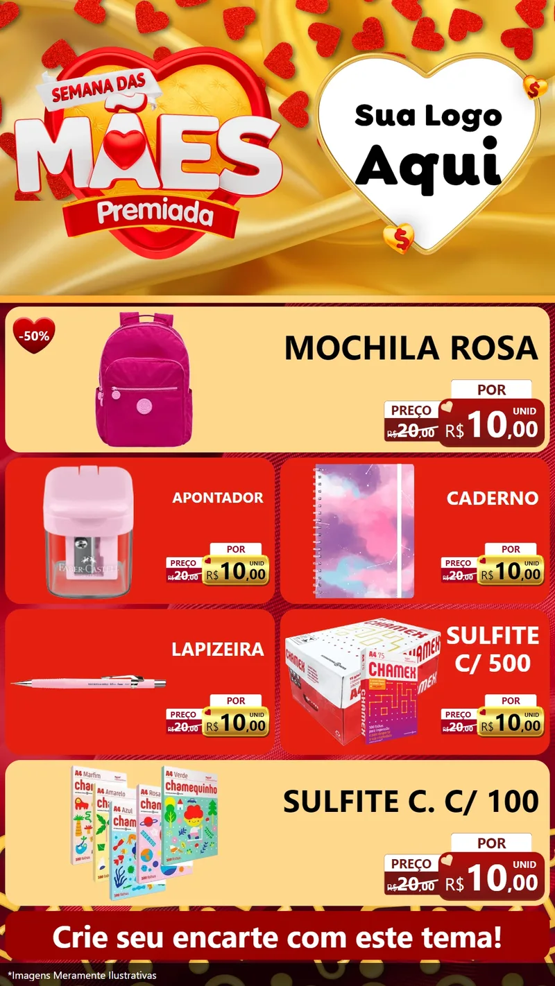 Modelo de TV para TV Vertical com o tema Semana das Mães Premiada para Papelaria