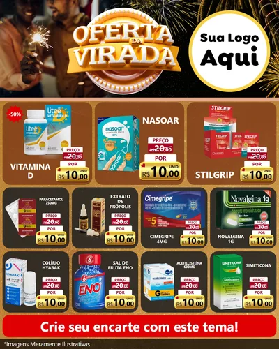Modelo de Rede Social para Feed Instagram com o tema Oferta da Virada para Farmácia