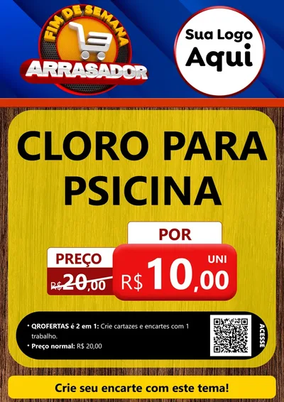 Modelo de Cartaz para Cartaz A4 Vertical com o tema Fim De Semana Arrasador para Produtos para Piscina