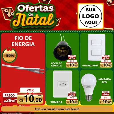 Modelo de Rede Social para Feed Facebook com o tema Ofertas de Natal para Materiais Elétricos