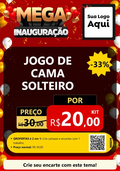 Modelo de Cartaz para Cartaz A4 Vertical com o tema Mega Inauguração para Cama, Mesa e Banho