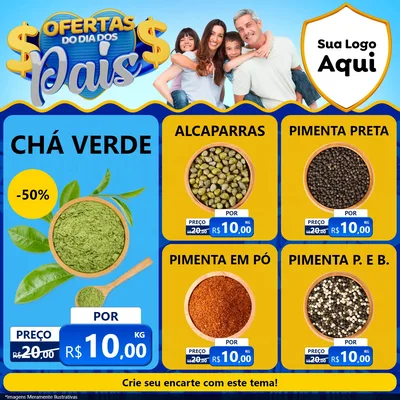 Modelo de Rede Social para Feed Facebook com o tema Ofertas do Dia dos Pais para Produtos Naturais