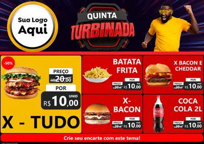 Modelo de Encarte para Encarte A4 Horizontal com o tema Quinta Turbinada para Hamburgueria