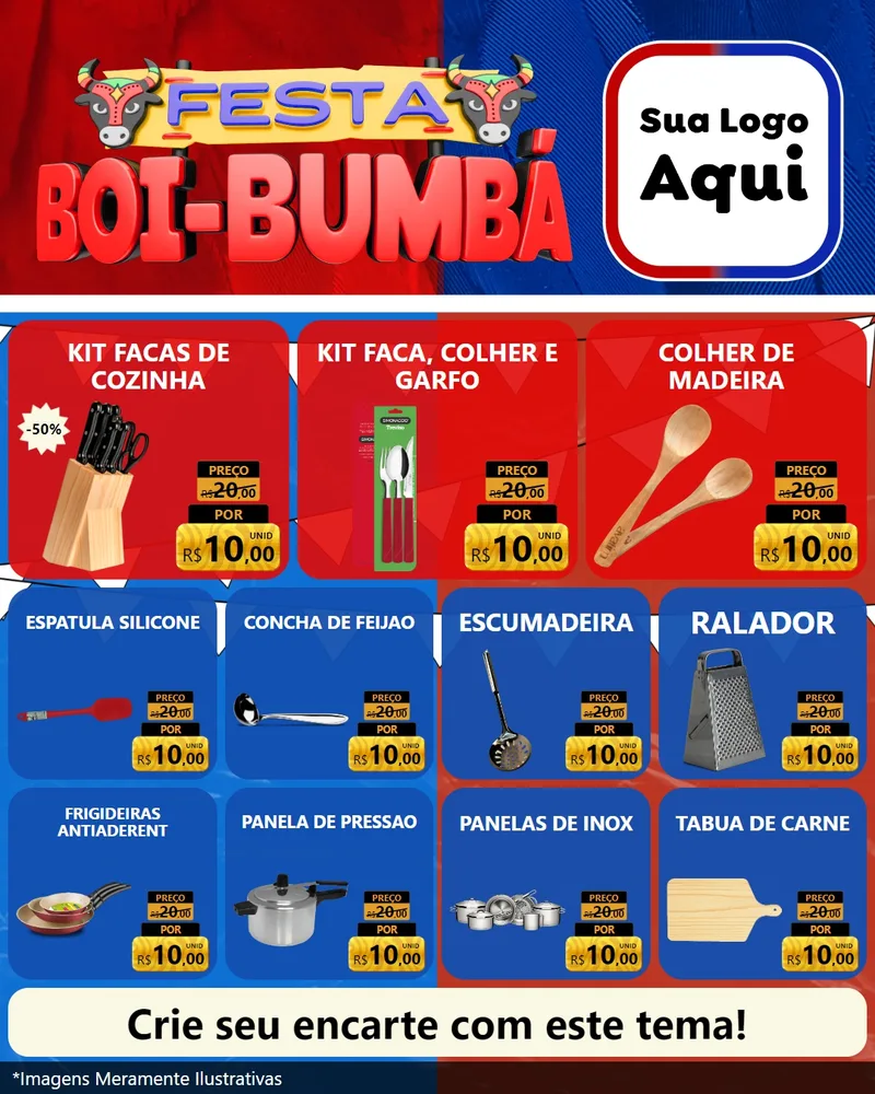 Modelo de Rede Social para Feed Instagram com o tema Festa Boi Bumbá para Utilidades Domésticas
