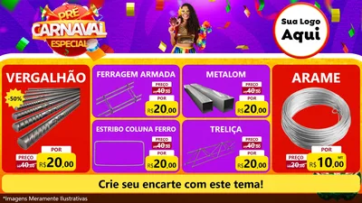 Modelo de TV para TV Horizontal com o tema Pré-Carnaval Especial para Ferragens
