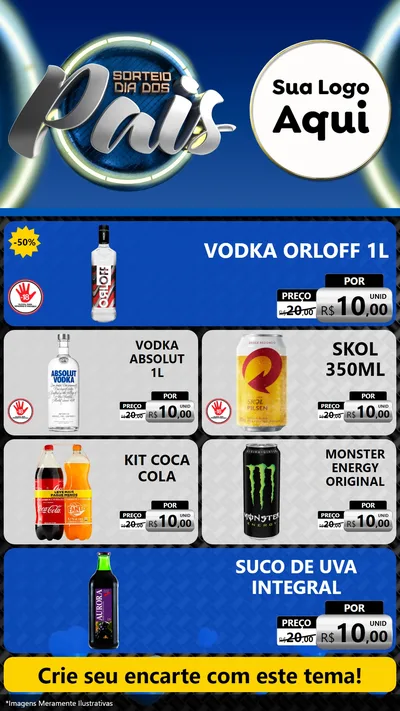 Modelo de TV para TV Vertical com o tema Sorteio Dia Dos Pais para Distribuidora de bebidas
