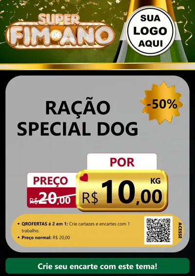 Modelo de Cartaz para Cartaz A4 Vertical com o tema Super Fim de Ano para Pet Shop