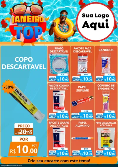 Modelo de Encarte para Encarte A4 Vertical com o tema Janeiro Top para Embalagens