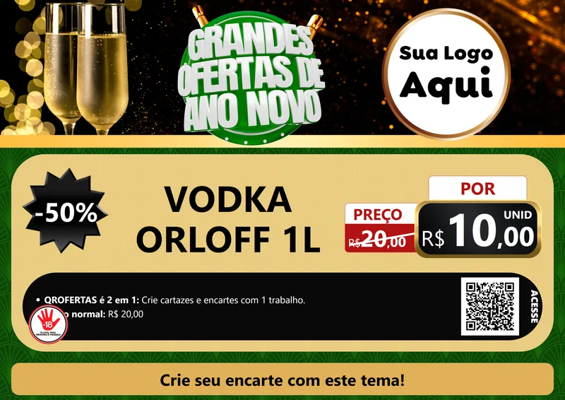 Modelo de Cartaz para Cartaz A4 Horizontal com o tema Grandes Ofertas de Ano Novo para Distribuidora de bebidas