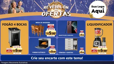 Modelo de TV para TV Horizontal com o tema Réveillon de Ofertas para Móveis e Eletro