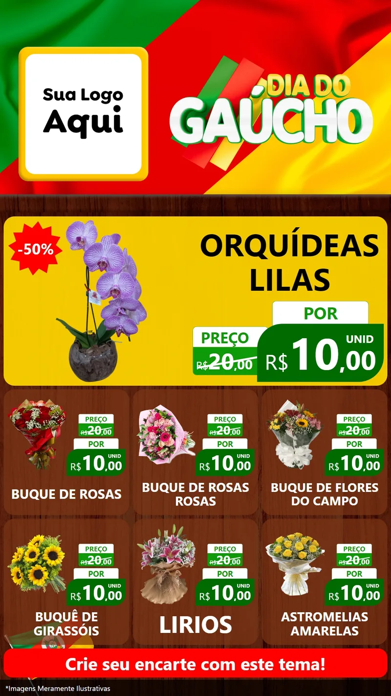 Modelo de Rede Social para Stories com o tema Dia do Gaúcho para Floricultura e jardim
