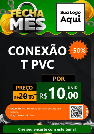 Modelo de Cartaz para Cartaz A4 Vertical com o tema Fecha Mês para Tubos e conexões
