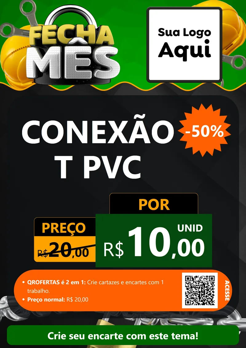 Modelo de Cartaz para Cartaz A4 Vertical com o tema Fecha Mês para Tubos e conexões