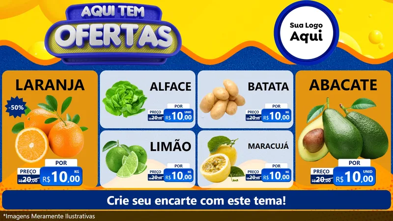 Modelo de TV para TV Horizontal com o tema Aqui Tem Ofertas para Hortifrúti